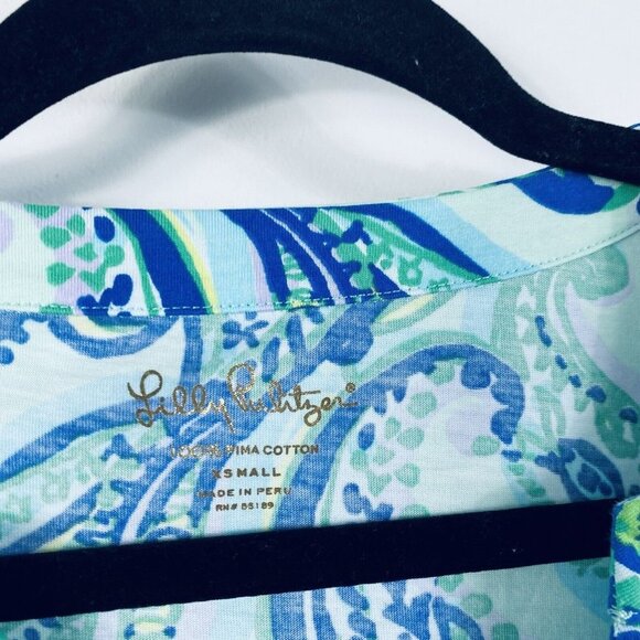 Lilly Pulitzer XS Rossmore T-Shirt Dress Keep It Current Poolside Blue 12326. - Picture 4 of 8